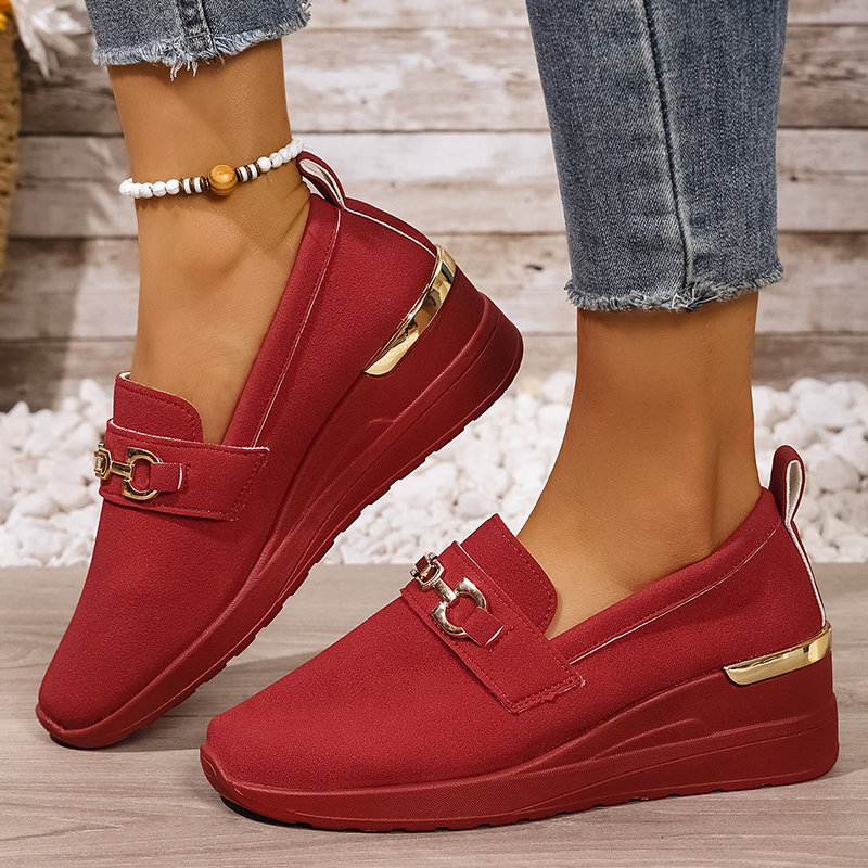 🔥Last Day Promotion 50% OFF - Women's Fashionable Metal Buckle Comfortable Wedge Orthopaedic Sneakers