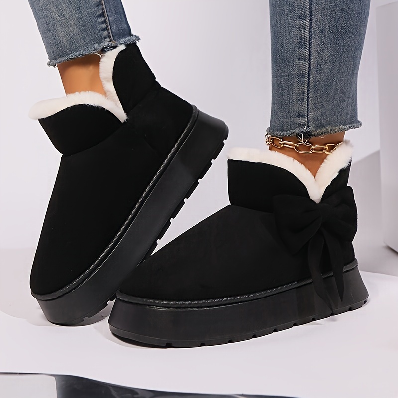 🔥Last Day Promotion 50% OFF - Women's Elegant Bow-Adorned Cozy Plush-Lined  Snow Boots