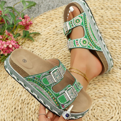 🔥Last Day Promotion 50% OFF - Women's Comfortable Fashion Rhinestone Thick Bottom Sandals