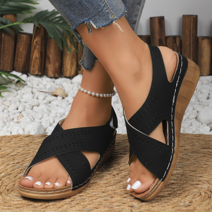 🔥Last Day Promotion 50% OFF - Women's Slope Heel Leather Orthopaedic Sandals