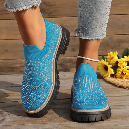 🔥Last Day Promotion 50% OFF - Women’s Fashionable Rhinestone Thick Sole Loafers