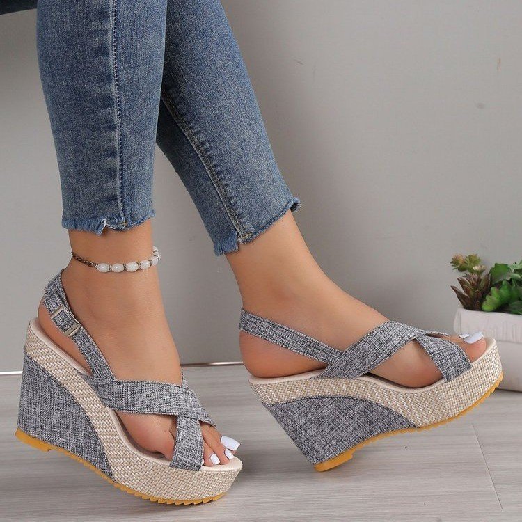 🔥Last Day Promotion 50% OFF - Women's New Denim Wedge Heel Orthopaedic Sandals
