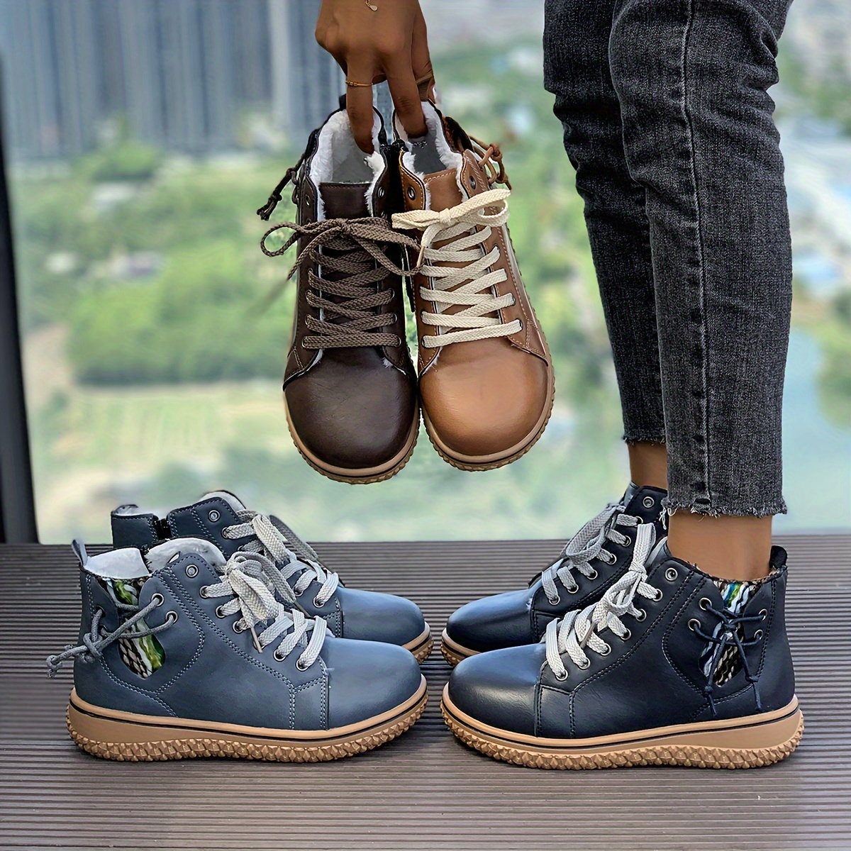 🔥Last Day Promotion 50% OFF - Women's Comfortable Lace-Up Leather Orthopaedic Ankle Boots