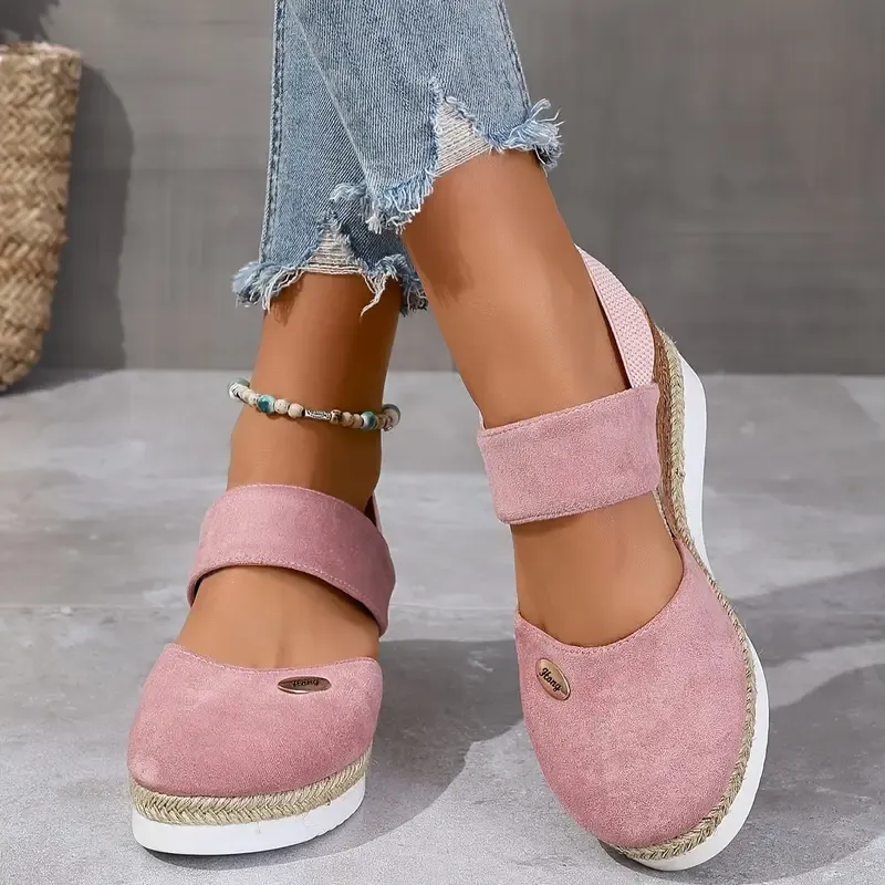 🔥Last Day Promotion 50% OFF - Women's Solid Color Elastic Strap Wedge Sandals