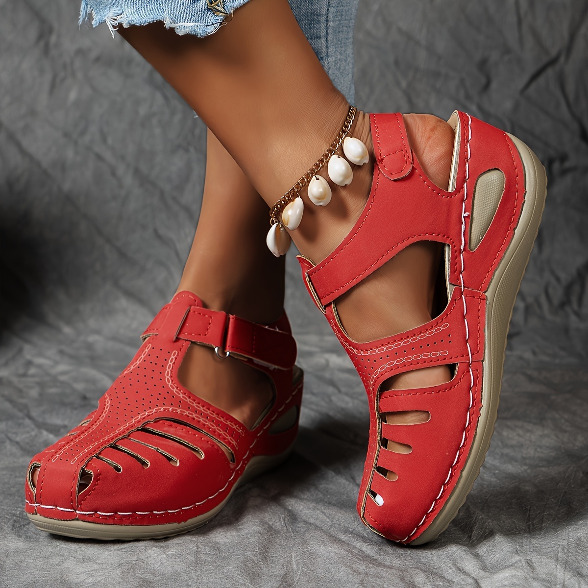 🔥Last Day Promotion 50% OFF - Women's Comfortable Cut-out Wedge Orthopaedic Sandals