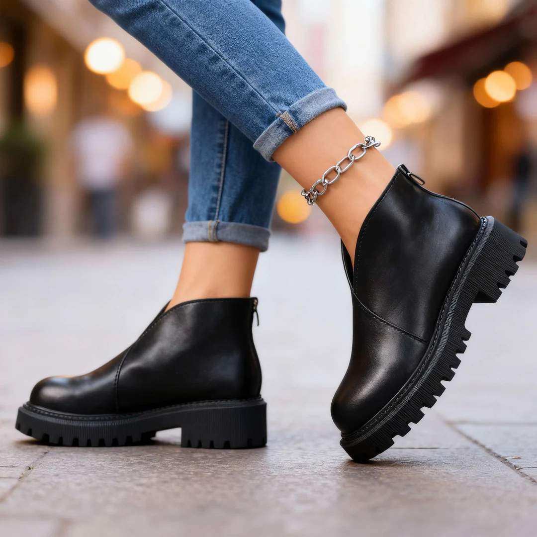 🔥Last Day Promotion 50% OFF - Women's Fashionable Chunky Heel Leather Chelsea Orthopaedic Boots