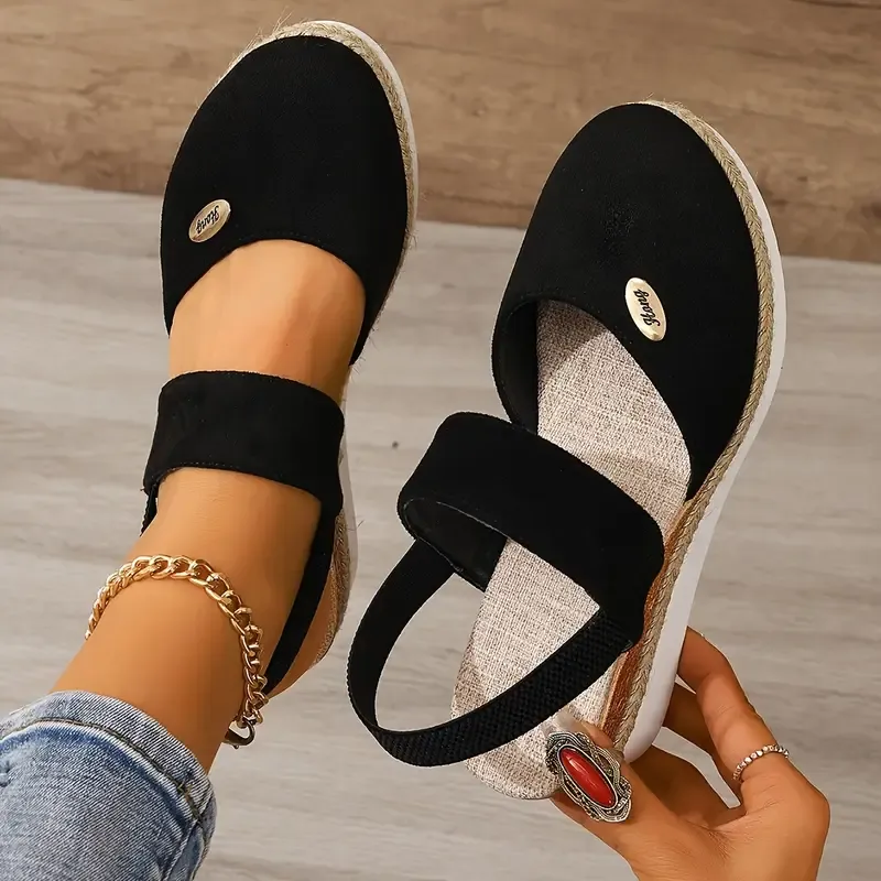 🔥Last Day Promotion 50% OFF - Women's Solid Color Elastic Strap Wedge