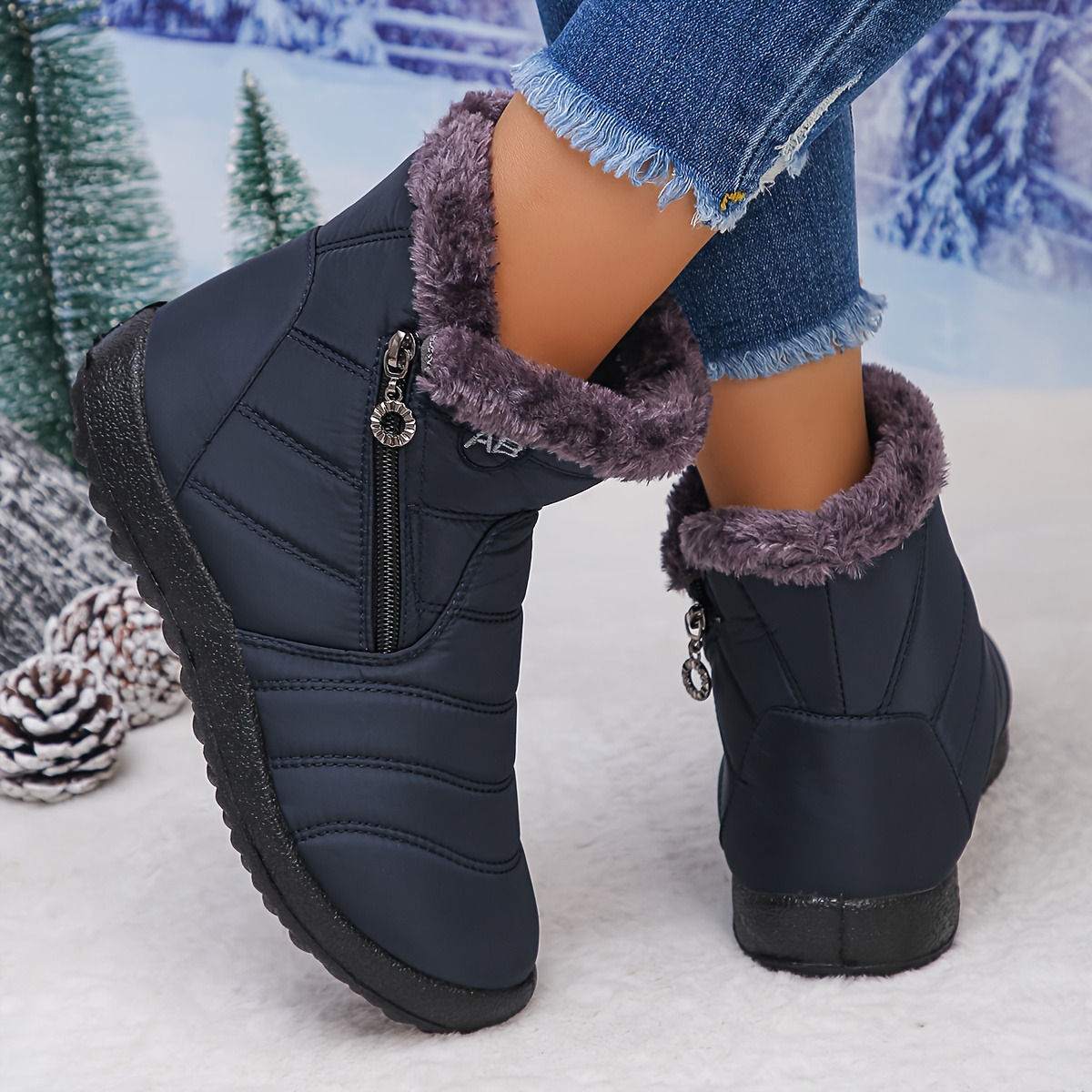 🔥Last Day Promotion 50% OFF - Women's Comfortable Fleece-Lined Slip - On Ankle Boots