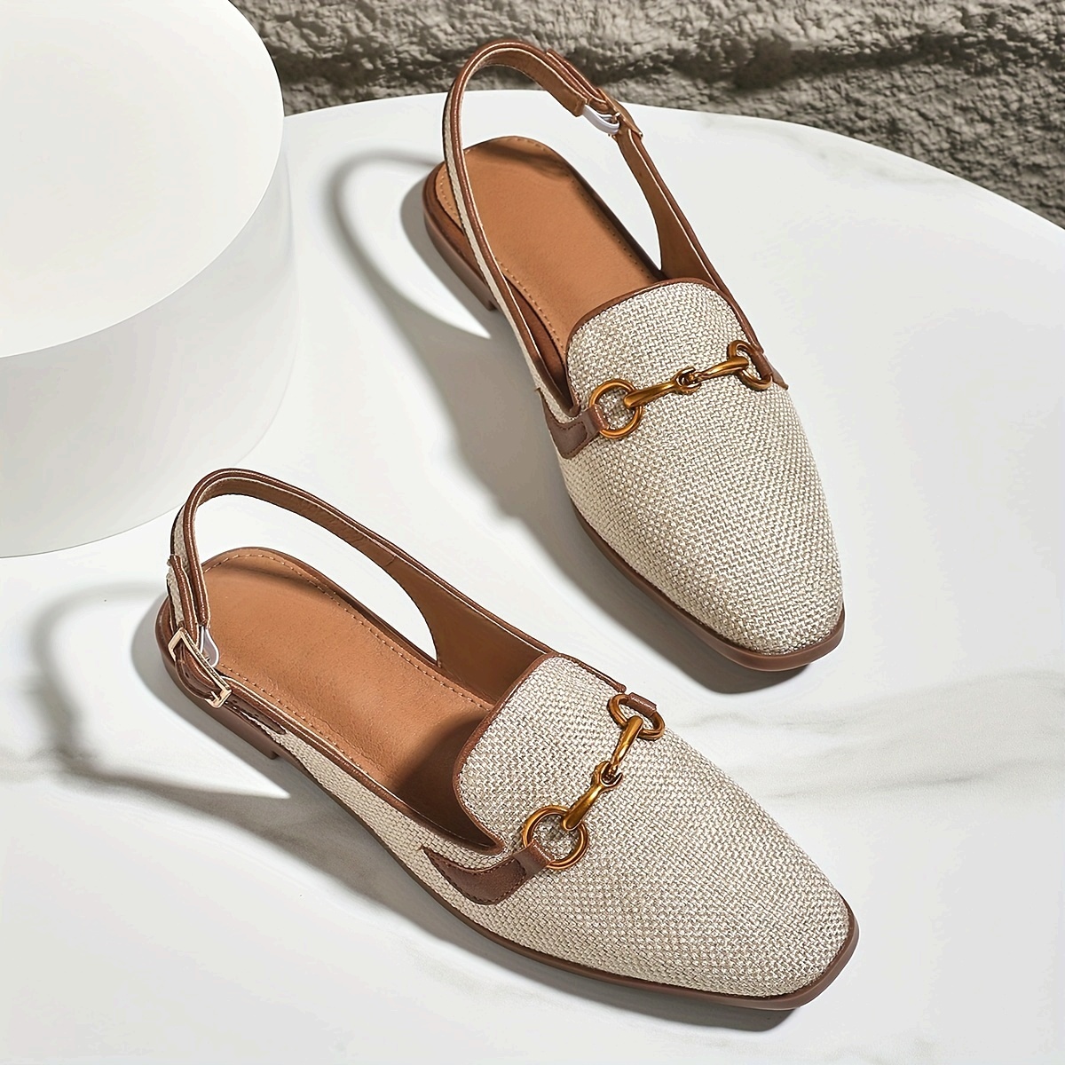 🔥Last Day Promotion 50% OFF - Women's Metallic Buckle Decor Flat Sand