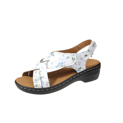 🔥Last Day Promotion 50% OFF - Women's Casual Slope Heel Orthopaedic Leather Sandals