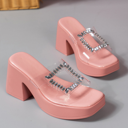 🔥Last Day Promotion 50% OFF - Women's Rhinestone Block Heel Sandals