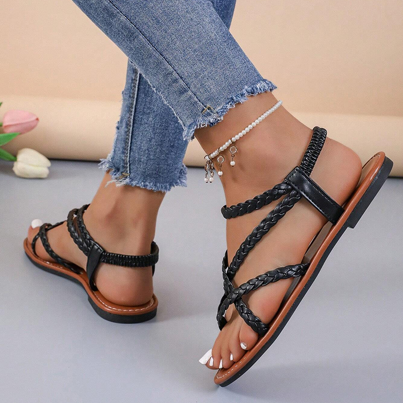 🔥Last Day Promotion 50% OFF - Women's Leather Woven Flat Sandals