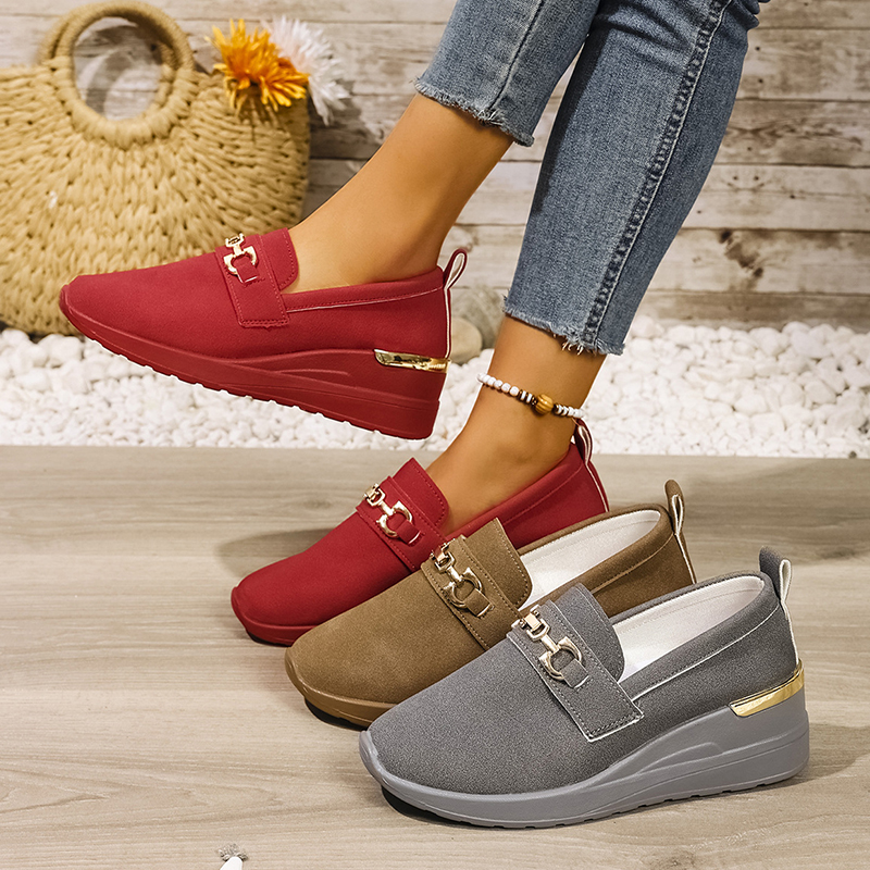 🔥Last Day Promotion 50% OFF - Women's Fashionable Metal Buckle Comfortable Wedge Orthopaedic Sneakers