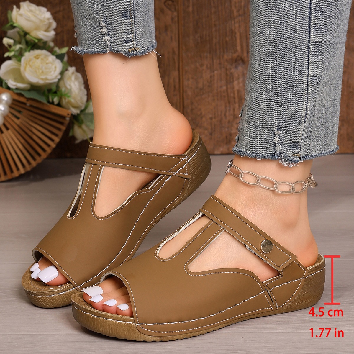 🔥Last Day Promotion 50% OFF - Womens Thick-Soled Wedge Sandals: Soft Cushion & Orthopedic for All-Day Walking