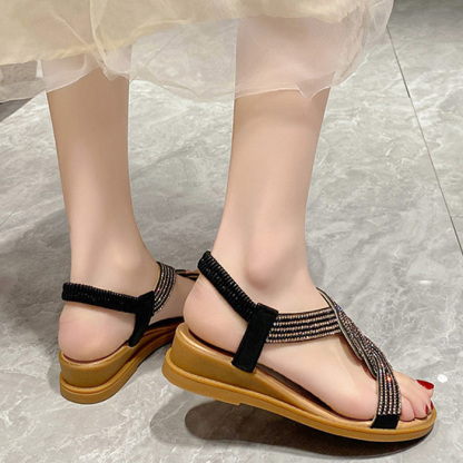 🔥Last Day Promotion 50% OFF - Women's Trendy Rhinestone Slope Heel Orthopaedic Sandals