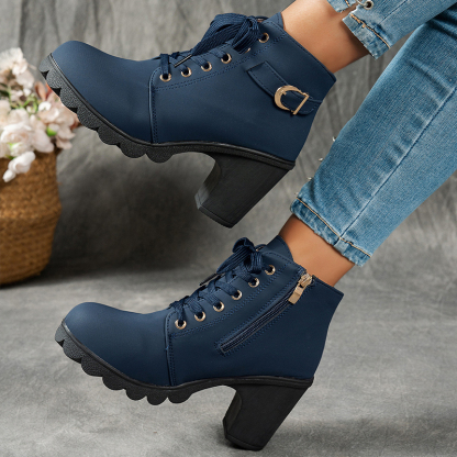🔥Last Day Promotion 50% OFF - Women's Side-Zip Mid-Heel Leather Ankle Boots