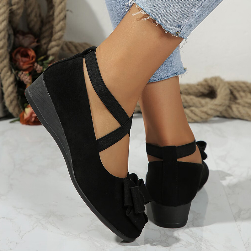 🔥Last Day Promotion 50% OFF - Women's Bow-Decorated Wedge-Heeled Casual Shoes