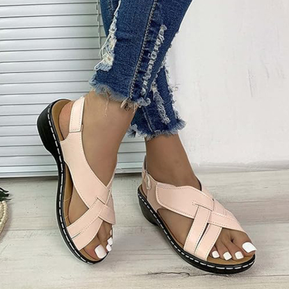 🔥Last Day Promotion 50% OFF - Women's Casual Slope Heel Orthopaedic Leather Sandals