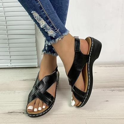 🔥Last Day Promotion 50% OFF - Women's Casual Slope Heel Orthopaedic Leather Sandals