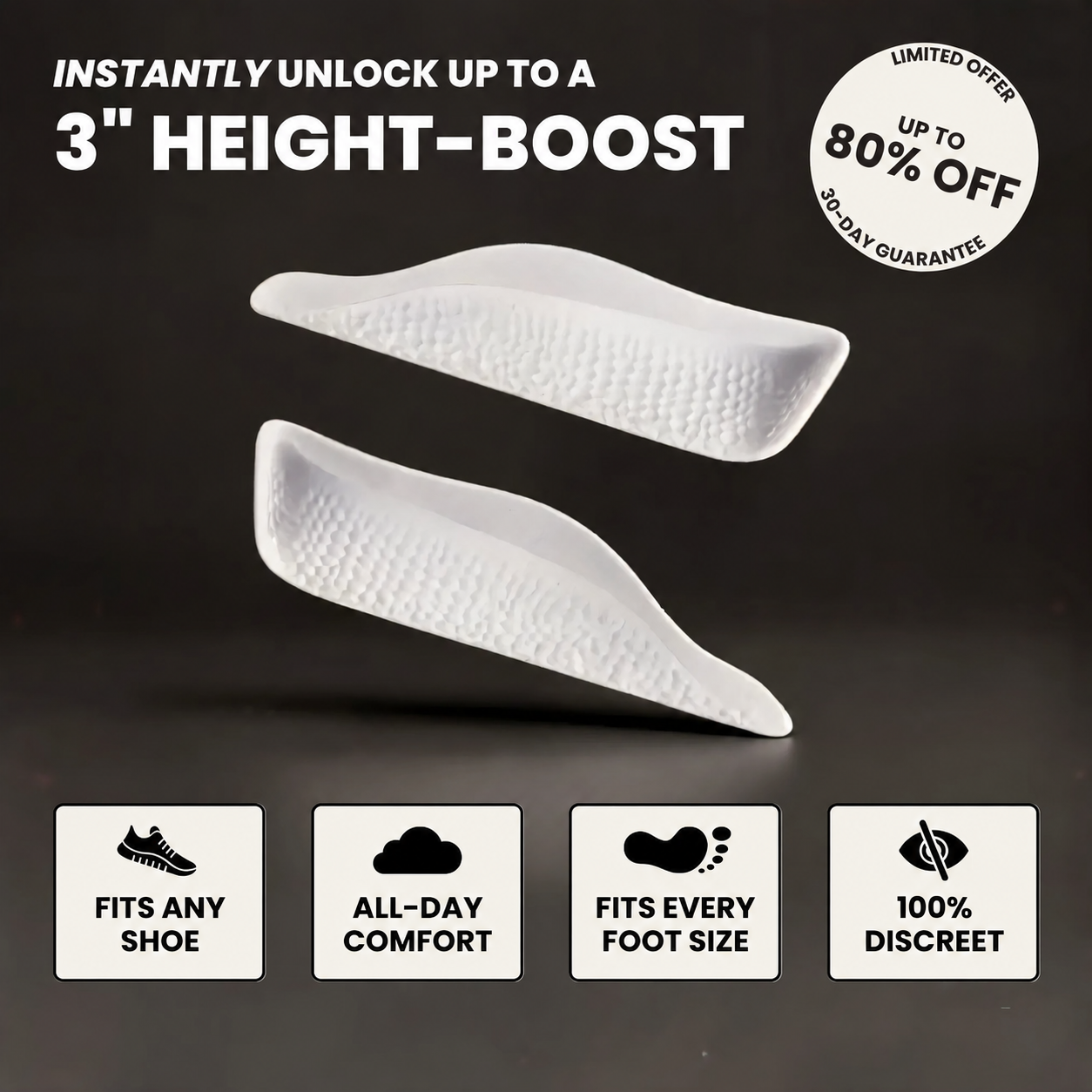 Invisible Orthopedic Height Boost Insoles–Comfort Support & Confidence All Day