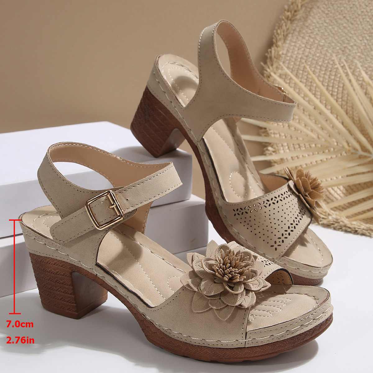🔥Last Day Promotion 50% OFF - Women's Flower Embellished High Heel Orthopaedic Sandals