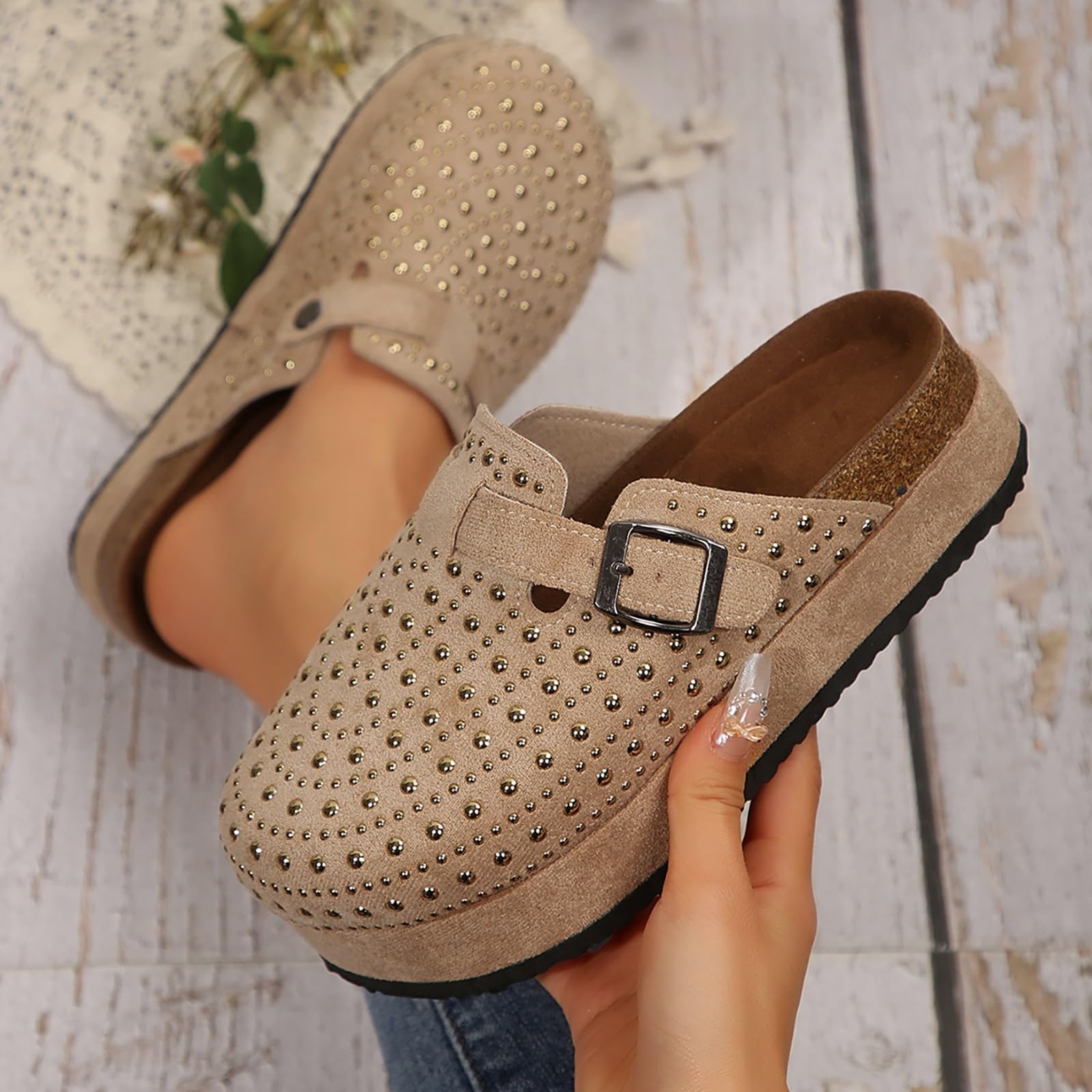 Bstore® - Women's Comfortable Closed toe Studded Platform Sandals