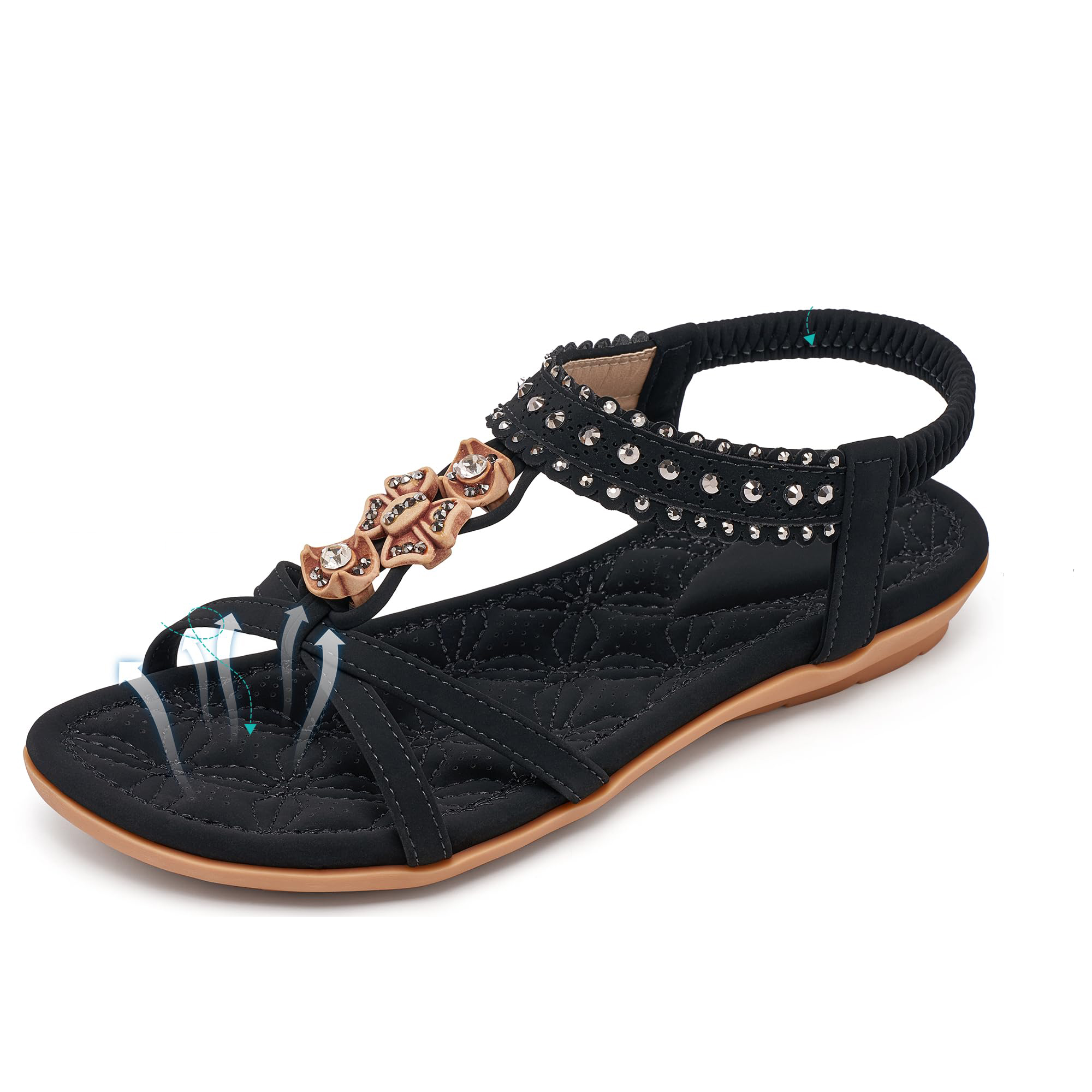 🔥Last Day Promotion 50% OFF - Women’s Comfort Elastic Strap Jewelled Boho Sandals