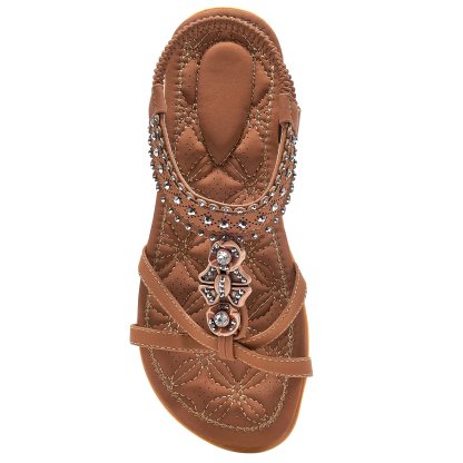 🔥Last Day Promotion 50% OFF - Women’s Comfort Elastic Strap Jewelled Boho Sandals