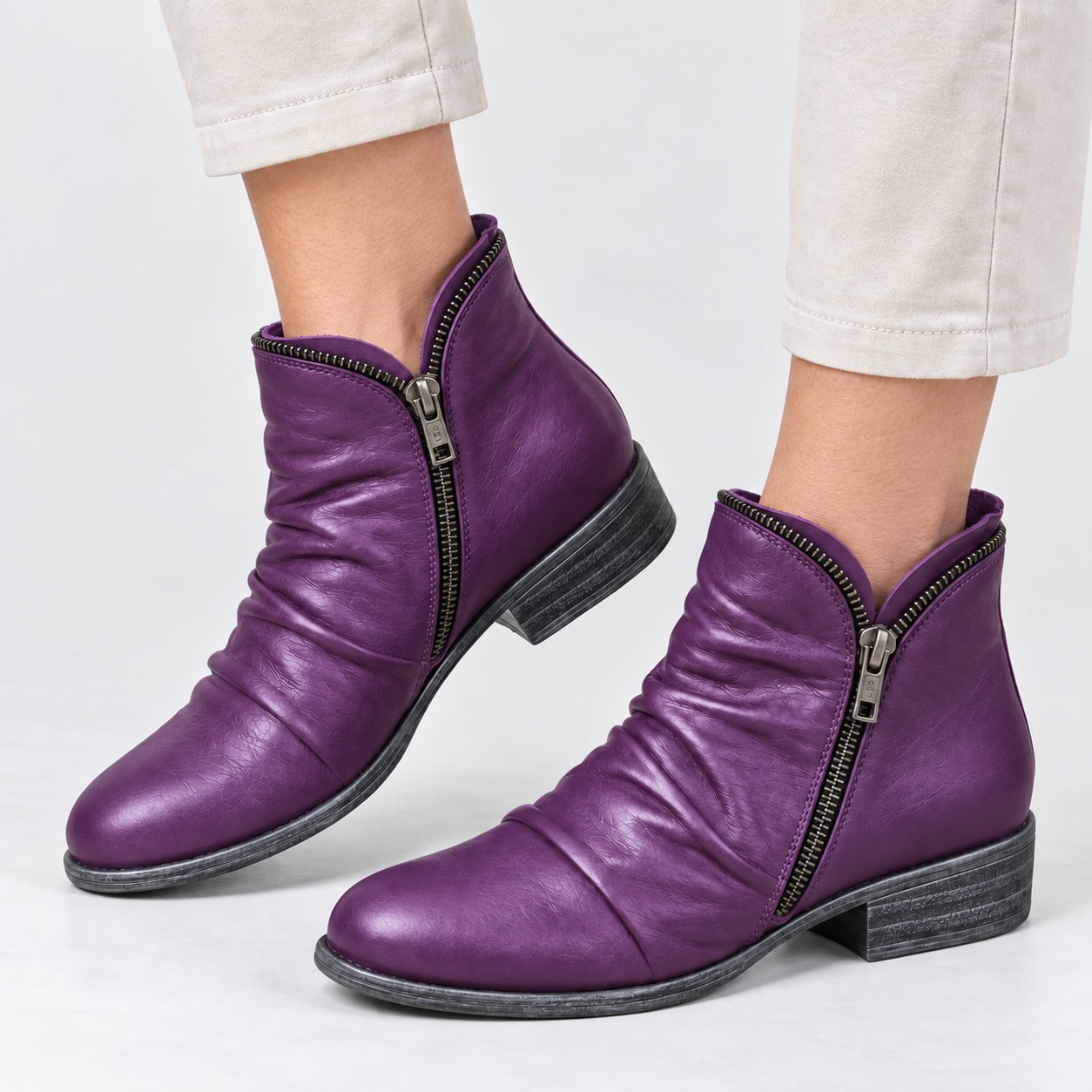 🔥Last Day 50% OFF - Women's Side Zipper Orthopaedic Leather Ankle Boots | Joint-Relief