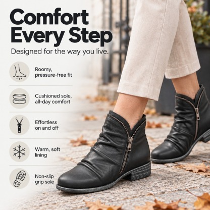 🔥Last Day 50% OFF - Women's Side Zipper Orthopaedic Leather Ankle Boots | Joint-Relief