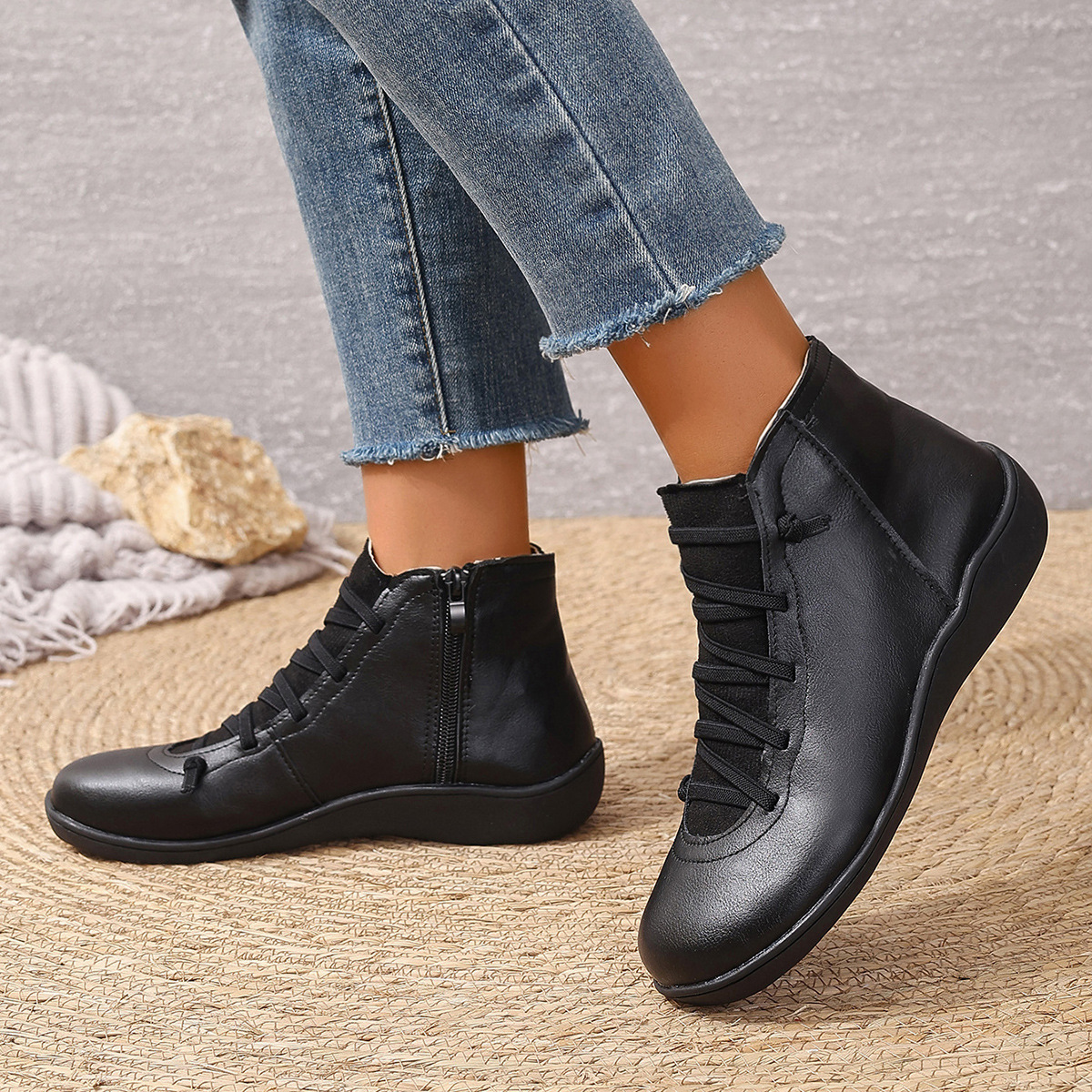 🔥Last Day Promotion 50% OFF - Women's Comfortable Handmade Leather Foot Support Boots