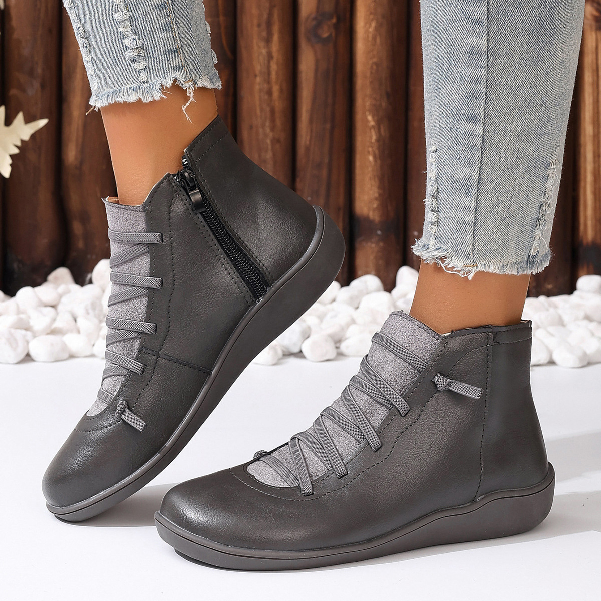 🔥Last Day Promotion 50% OFF - Women's Comfortable Handmade Leather Foot Support Boots