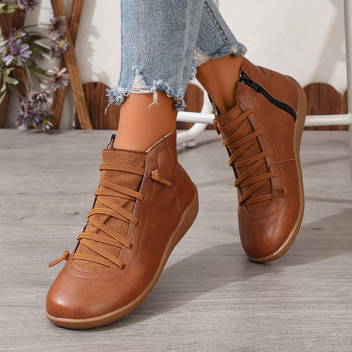 🔥Last Day Promotion 50% OFF - Women's Comfortable Handmade Leather Foot Support Boots