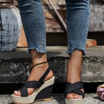 🔥Last Day Promotion 50% OFF - Women's New Denim Wedge Heel Orthopaedic Sandals