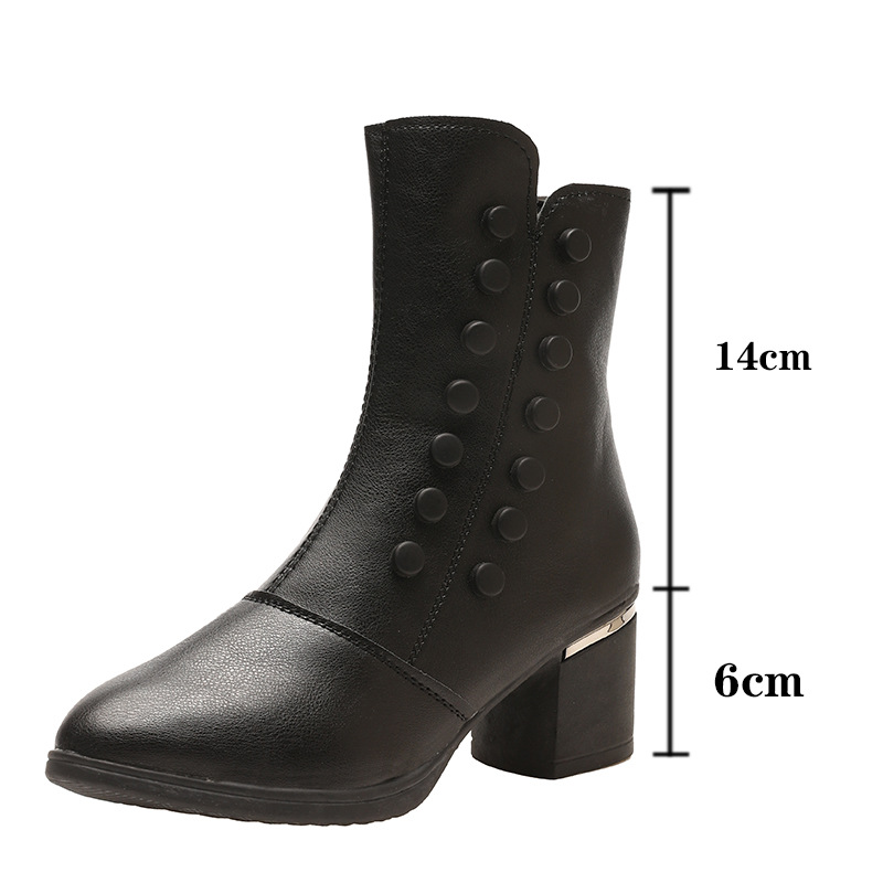 🔥Last Day Promotion 50% OFF -Women's Fashionable Premium Chunky Heel Leather Boots
