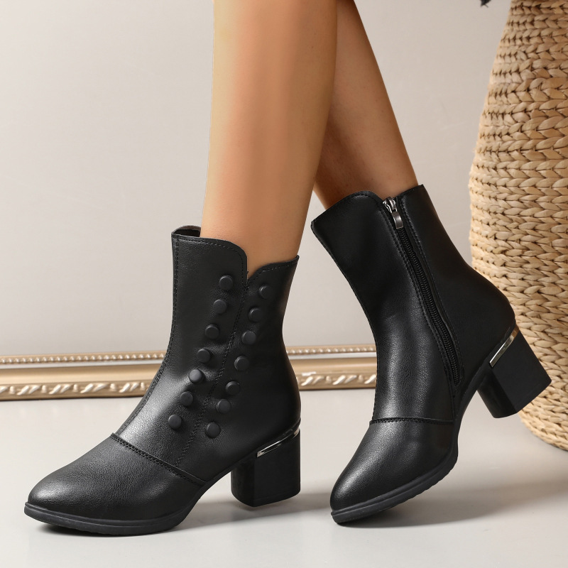 🔥Last Day Promotion 50% OFF -Women's Fashionable Premium Chunky Heel Leather Boots