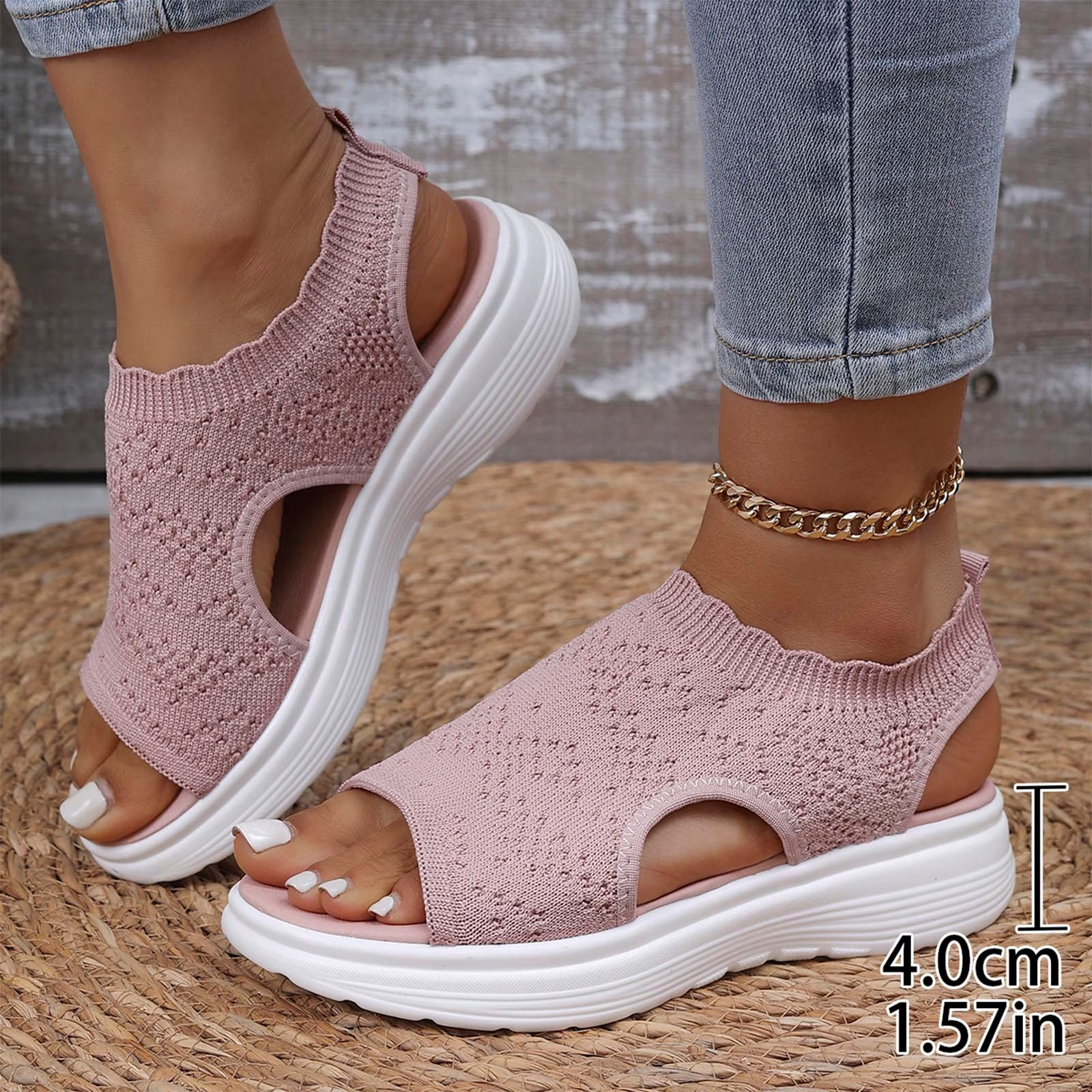 🔥Last Day Promotion 50% OFF - Women's Breathable Knit Platform Sandals