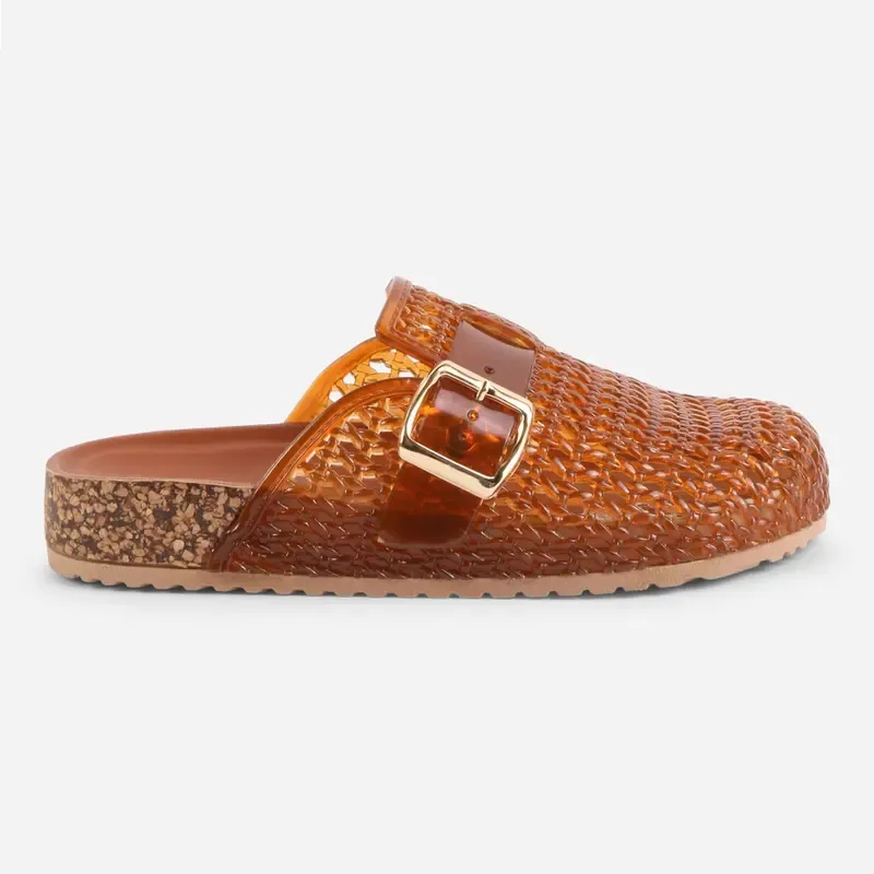 🔥Last Day Promotion 50% OFF - Ladies Breathable Slip-On Jelly Clogs Adjustable Buckle Cork Cushioned Insole