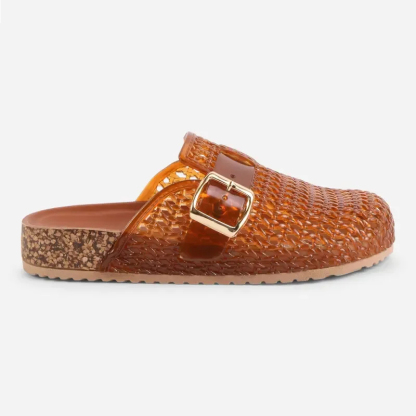 🔥Last Day Promotion 50% OFF - Ladies Breathable Slip-On Jelly Clogs Adjustable Buckle Cork Cushioned Insole