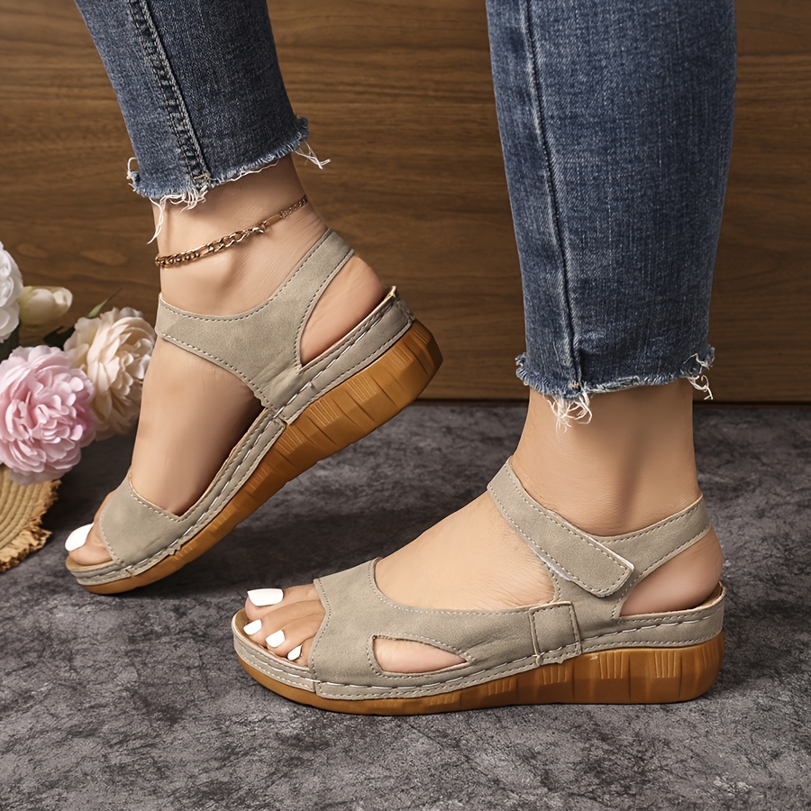 🔥Last Day Promotion 50% OFF - Women's Velcro Comfort Wedge Orthopaedic Sandals