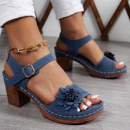 🔥Last Day Promotion 50% OFF - Women's Flower Chunky Heel Sandals