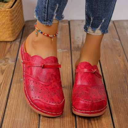 🔥Last Day Promotion 50% OFF - Women's Comfortable Slope Heel Orthopaedic Leather Sandals