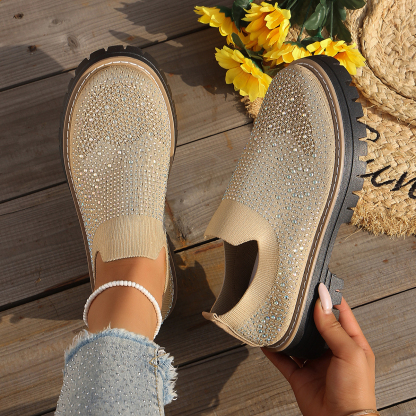 🔥Last Day Promotion 50% OFF - Women’s Fashionable Rhinestone Thick Sole Loafers