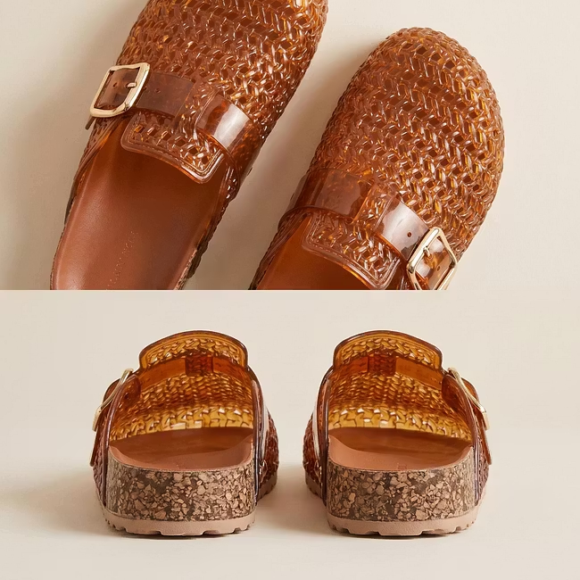 🔥Last Day Promotion 50% OFF - Ladies Breathable Slip-On Jelly Clogs Adjustable Buckle Cork Cushioned Insole