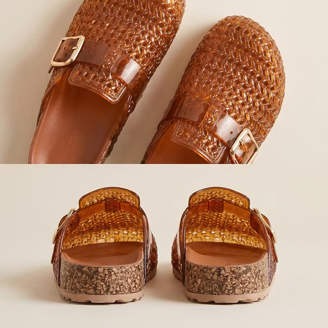 🔥Last Day Promotion 50% OFF - Ladies Breathable Slip-On Jelly Clogs Adjustable Buckle Cork Cushioned Insole
