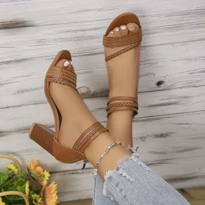 🔥Last Day Promotion 50% OFF - Women's Braided Strap High Heeled Sandals