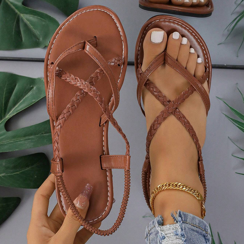 🔥Last Day Promotion 50% OFF - Women's Leather Woven Flat Sandals
