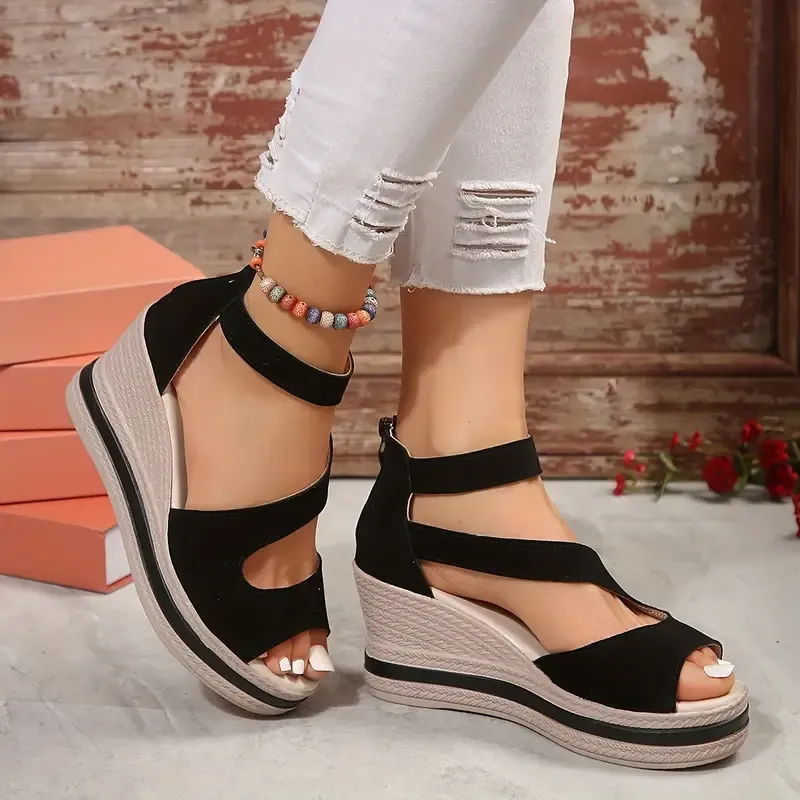 🔥Last Day Promotion 50% OFF - Women's Comfort Solid Colour Wedge Sandals