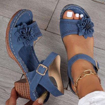 🔥Last Day Promotion 50% OFF - Women's Flower Chunky Heel Sandals
