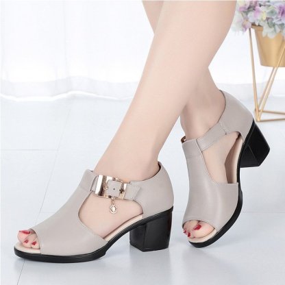 🔥Last Day Promotion 50% OFF - Women's Chunky Heel Leather Sandals